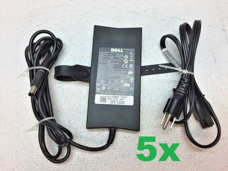 Lot of 5 Genuine Dell PA-3E 90W 19.5V 4.62A Slim AC Power Adapters – GOOD TESTED