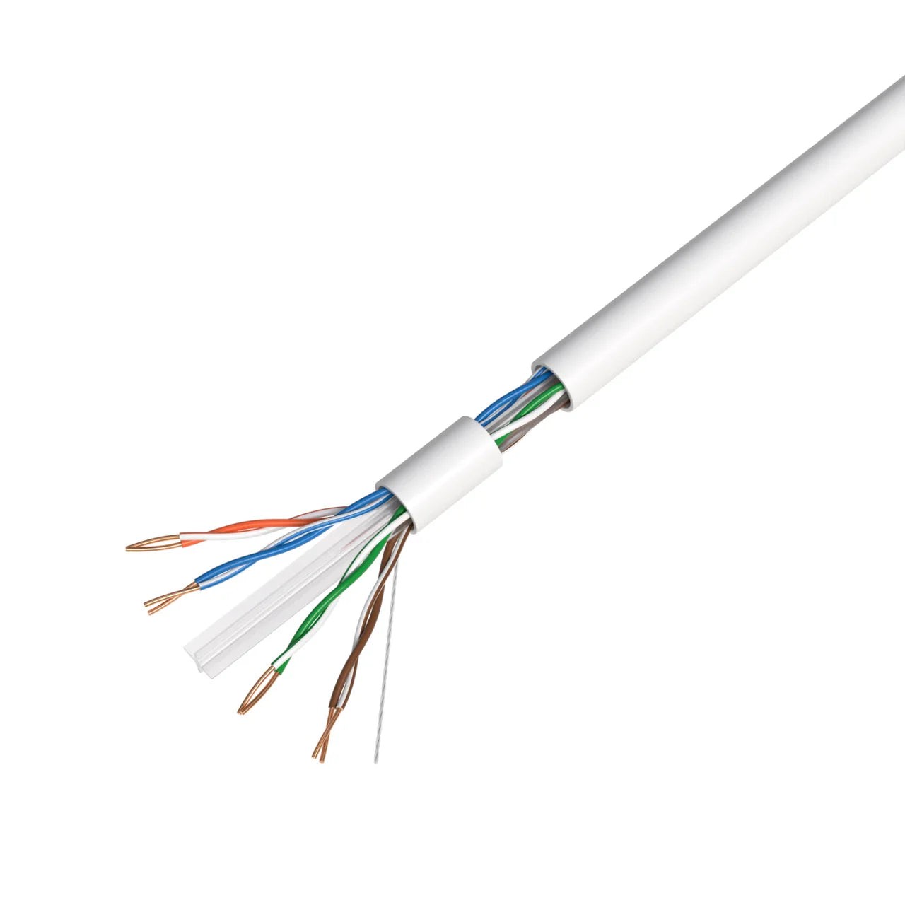 AT 1000′ Cat6 Ethernet White Bulk Network Cable 23AWG 600Mhz UL Bare Solid