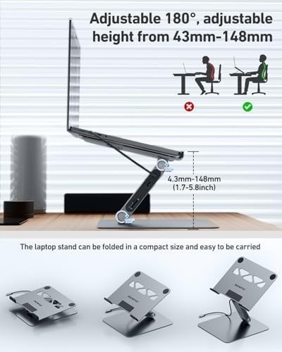 BENFEI Laptop Stand with USB C 7in1 Docking Station,HDMI 4K@60Hz,1*SD 1*Micro…