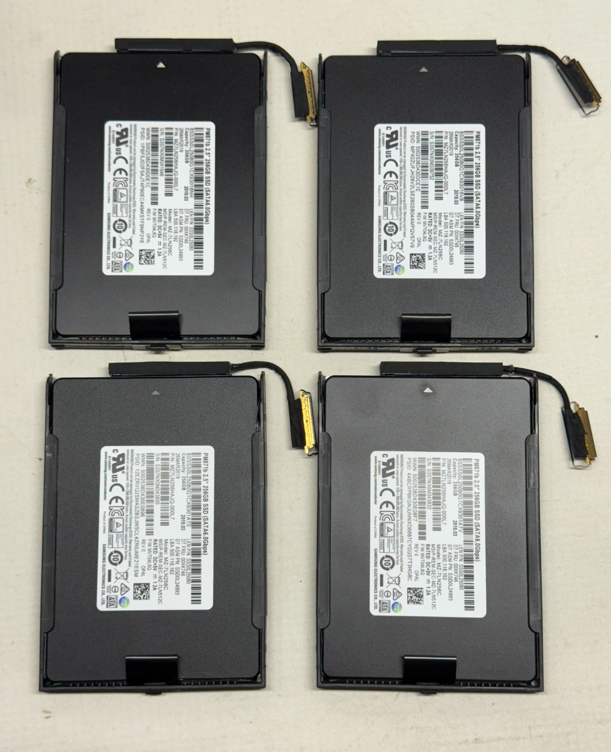 (4) Samsung 256GB PM871b 2.5″ SSD Solid State Drive MZ-7LN256C ERASED & HEALTHY