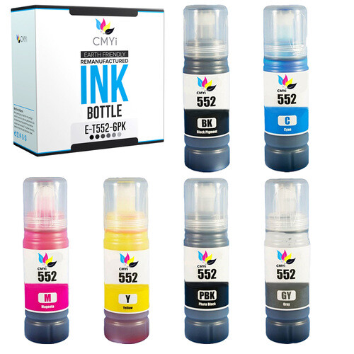 Ink Bottles for Epson 552 Black Color Lot Fits EcoTank ET-8500 ET-8550
