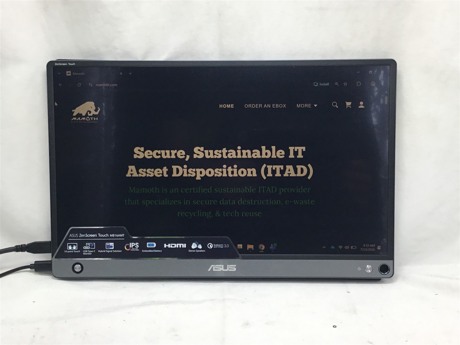 Asus ZenScreen MB16AMT 15.6″ Portable Monitor 1920 x 1080 Monitor Grade B