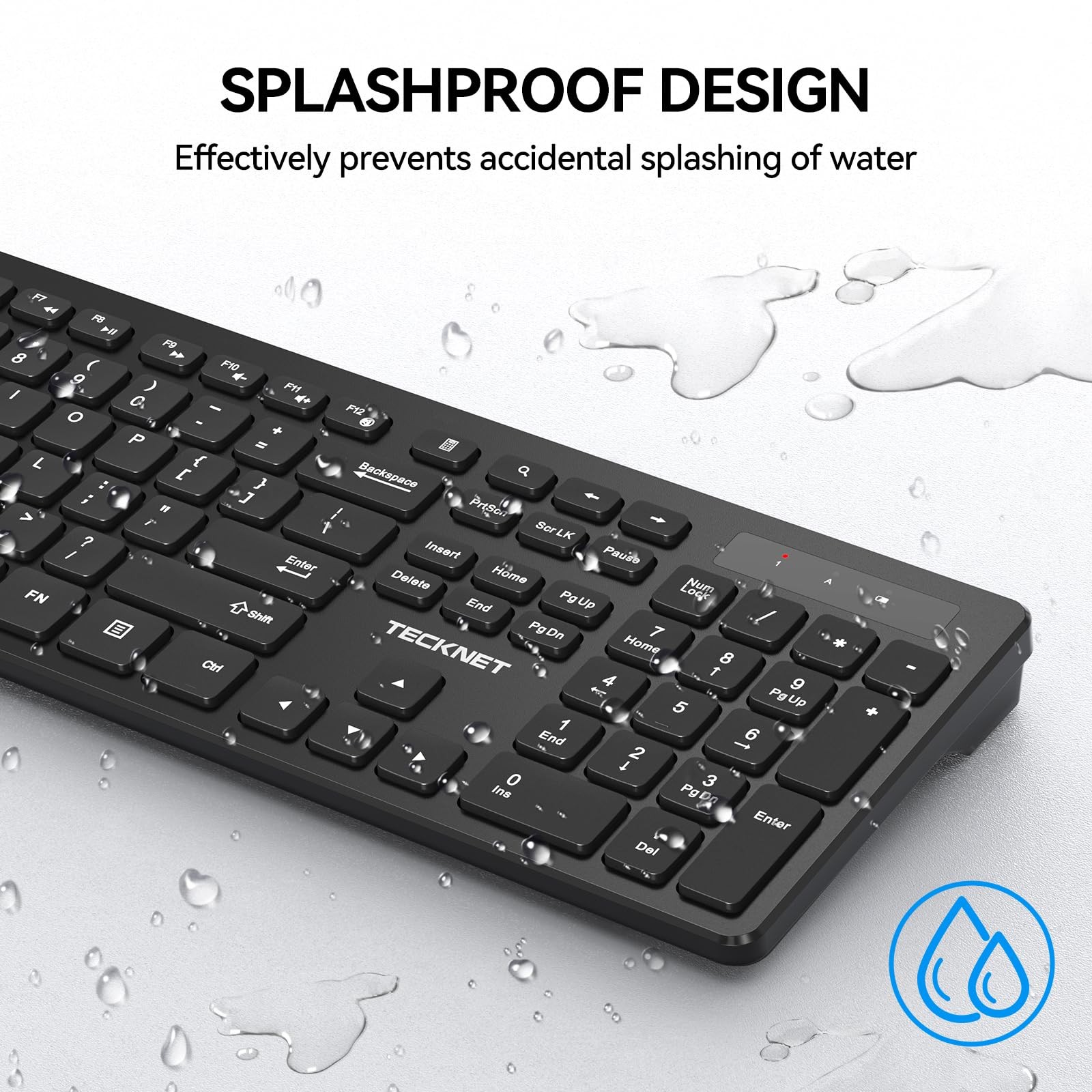 Wireless Keyboard 2.4G Bluetooth Multi Device Full Size For Win Mac PC Black