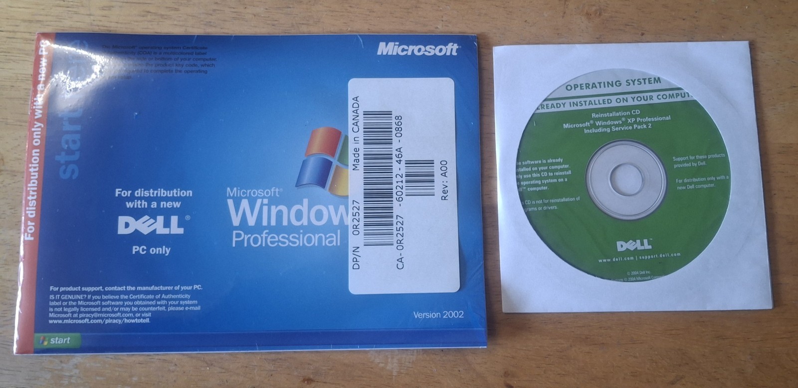 DELL WINDOWS XP PROFESSIONAL FULL OPERATING SYSTEM WINDOWS SP1 & SERVICE PACK 2