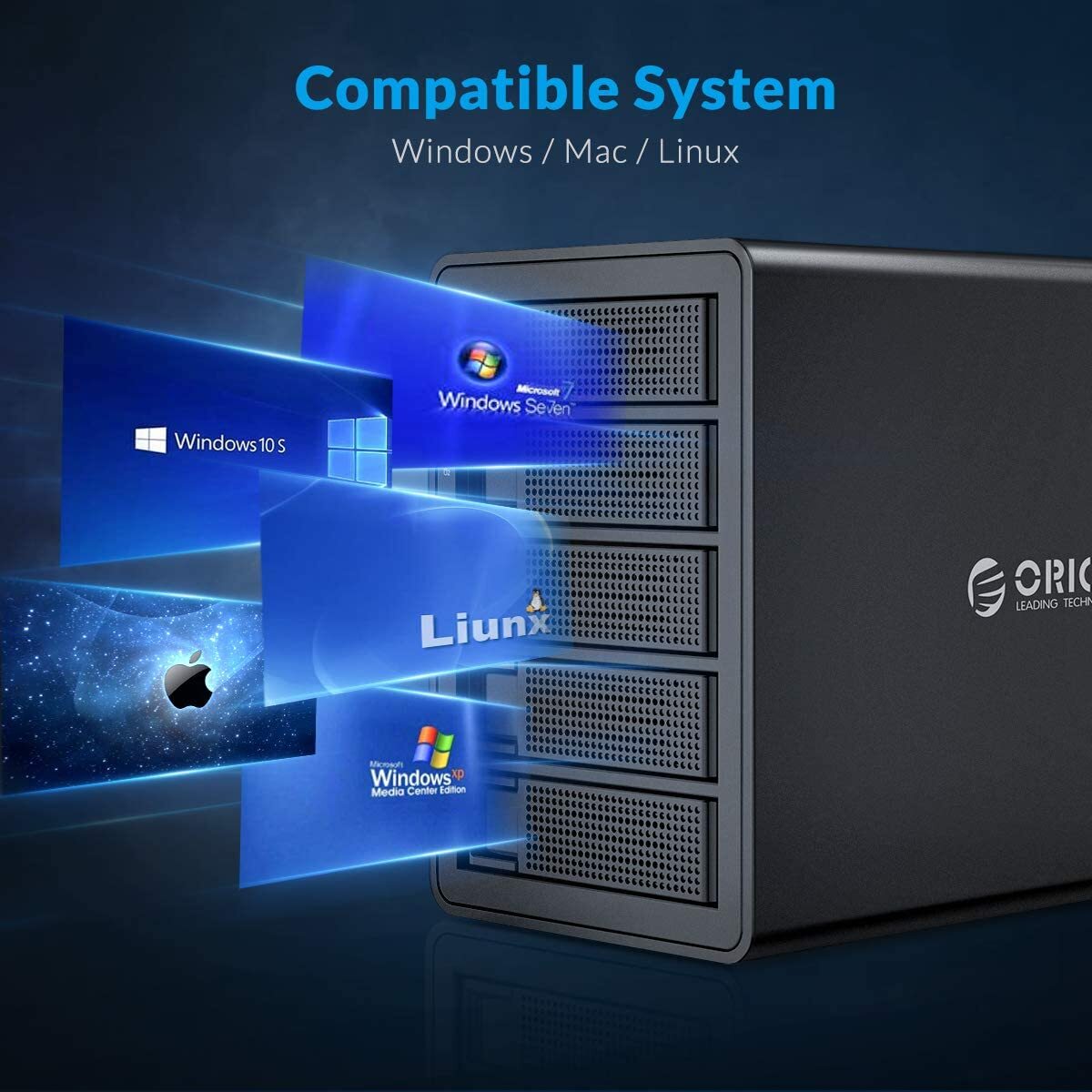 ORICO 5 Bay Hard Drive Enclosure USB C 3.1 to SATA 10Gbps For 2.5/3.5″ HDD SSDs
