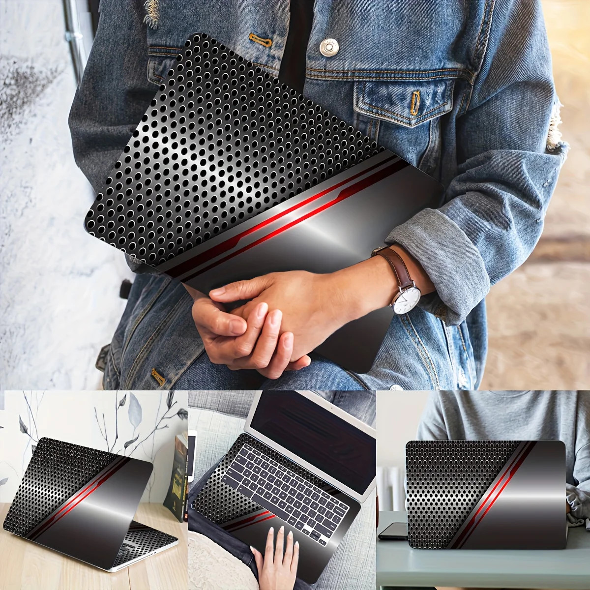 2x Patterned Laptop Art Decals Tech Metal Case Universal Netbook Skin Stickers