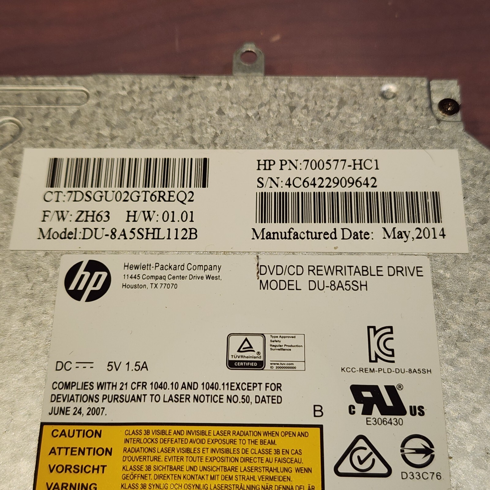 HP Pavilion 14-V134CA 14-V062US DVD CD Super Multi ReWriter Drive 5033