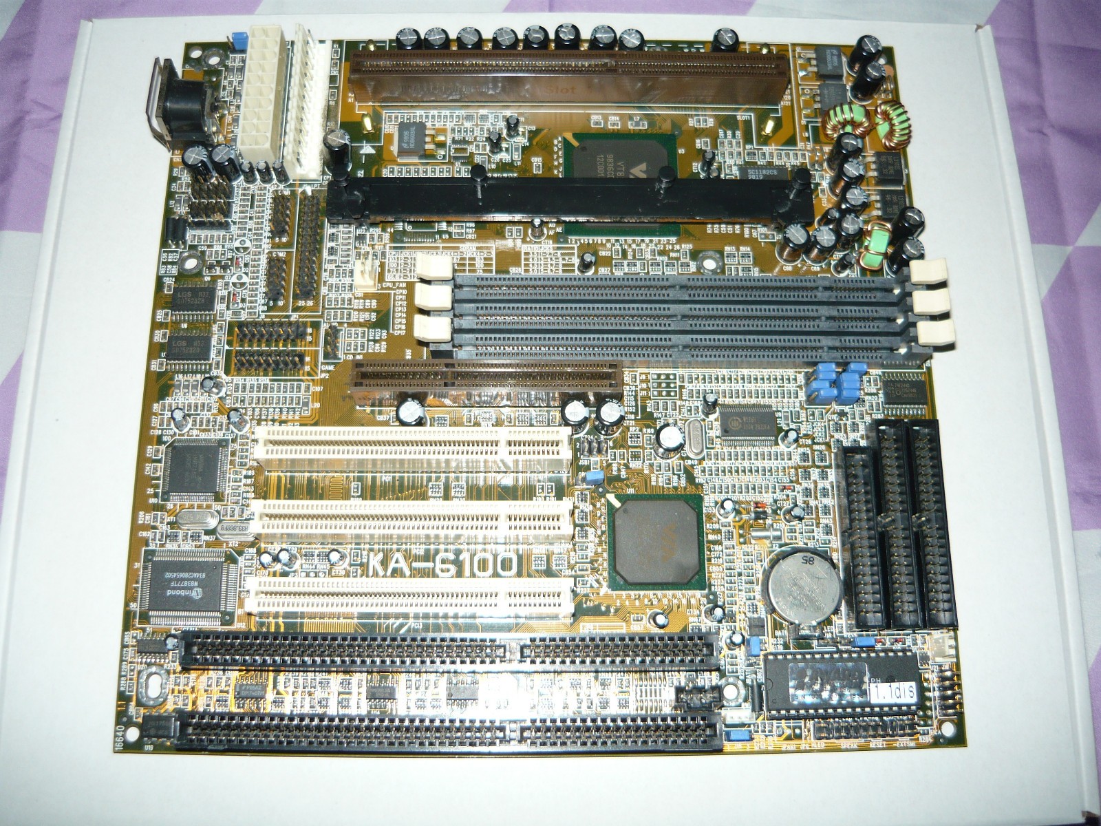Vintage FIC KA-6100 Slot 1 AT Pentium II Motherboard Used Tested