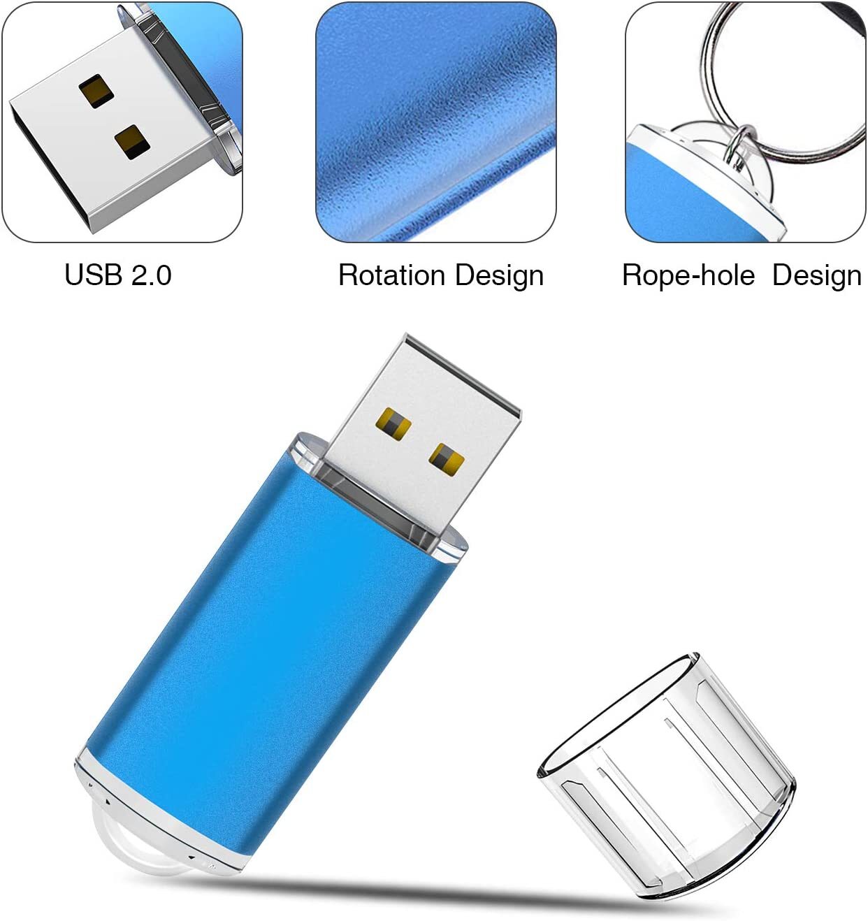 USB 2.0 5pcs Metal Rectangle Style Flash Drives 2GB, 4GB, 8GB, 16GB, 32GB, 64GB