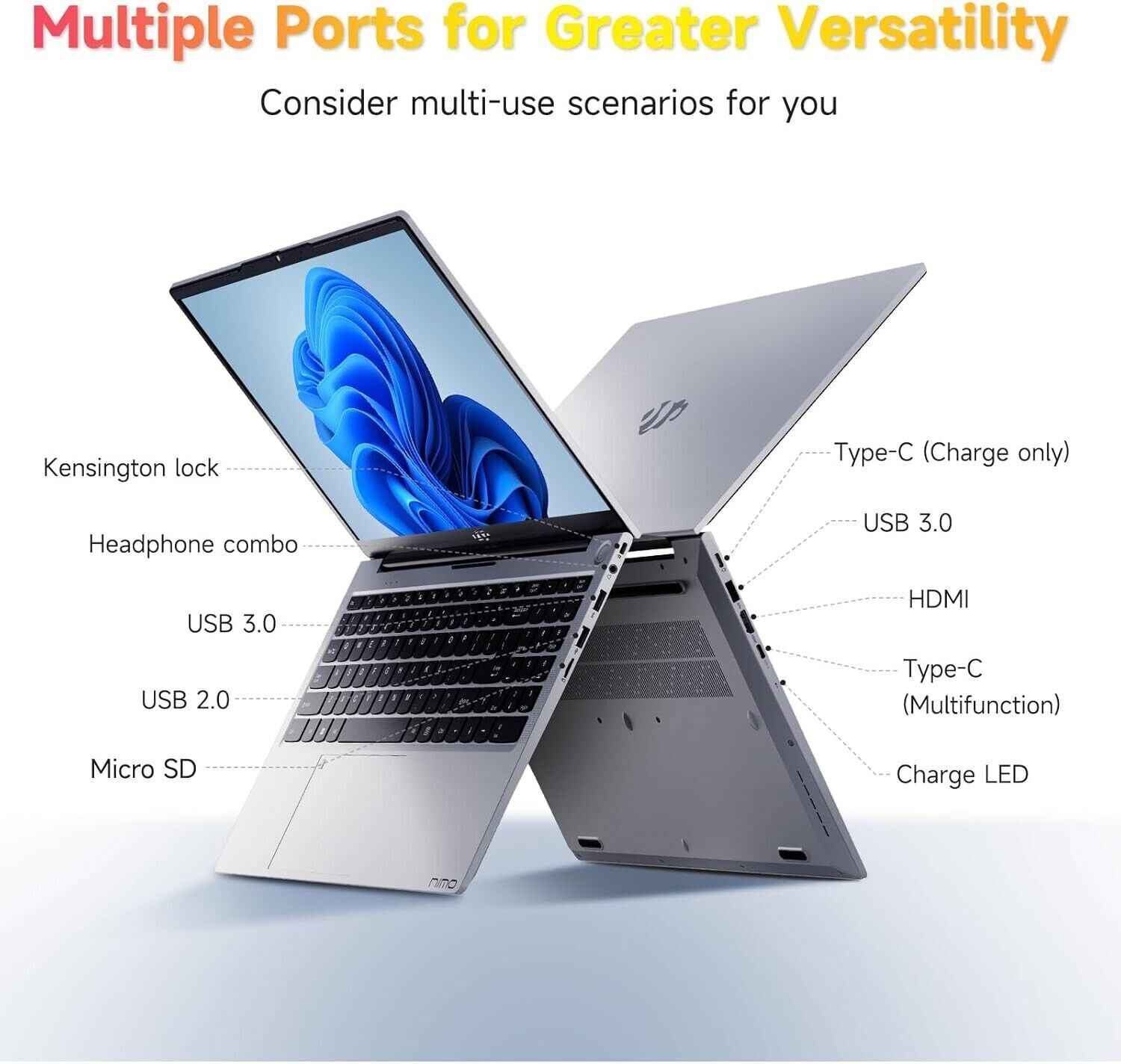 NIMO 15.6″ FHD IPS Laptop, Intel Core i3-1215U 8GB RAM,128GB SSD, Win 11 Home