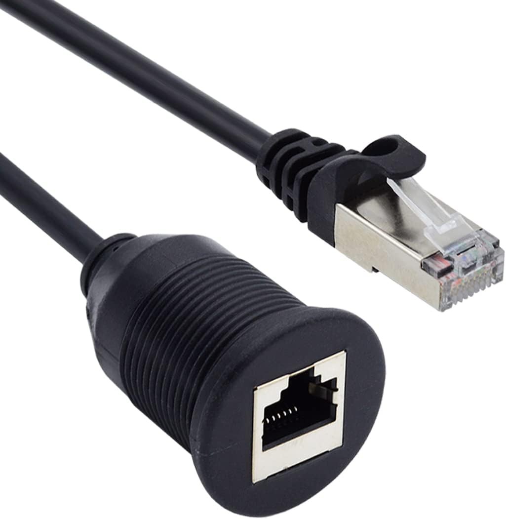chenyang CAT6 RJ45 Flush Mount Male to Female LAN Ethernet Black Round Type