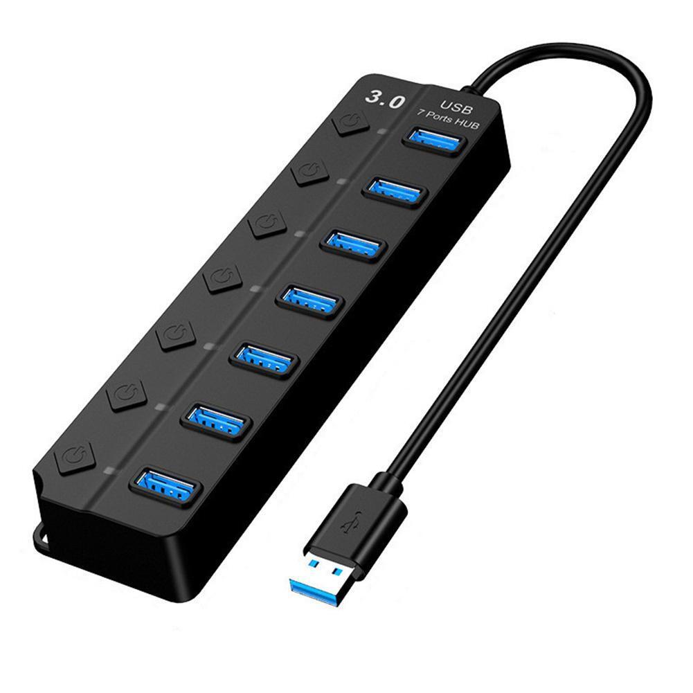 7 Port USB 3.0 Hub Splitter Adapter Cable High Speed For PC Laptop Mac Desktop