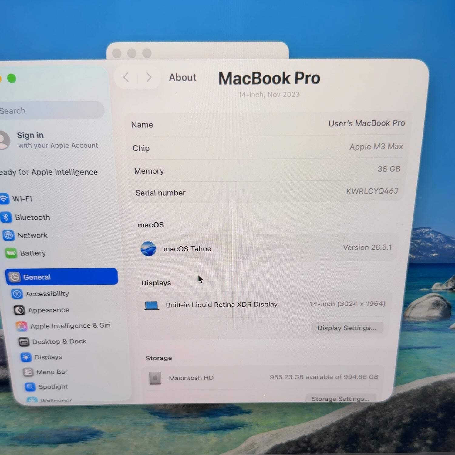 2023 Apple MacBook Pro 14″ M3 Max 30C GPU 4.0GHz 36GB RAM 1TB SSD A2992