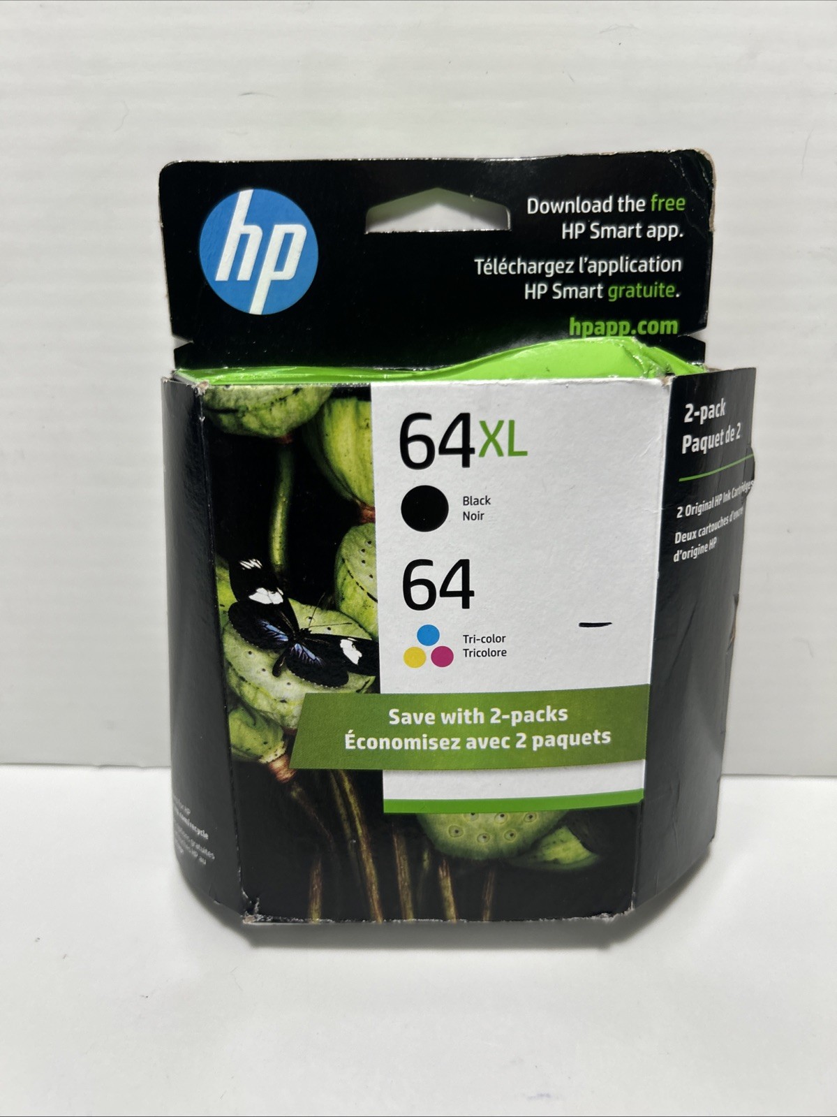 HP 64XL Black & 64 Tri-color Ink Cartridge 2-Pack 3YP23AN Exp 01/2027 – Sealed