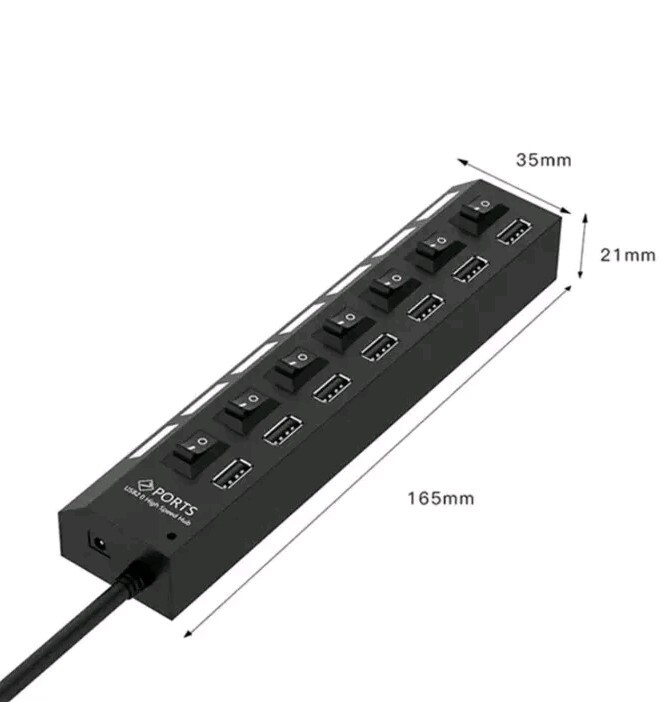 7 Port USB 2.0 / 3.0 Hub Splitter Adapter High Speed for PC Laptop Mac Desktop