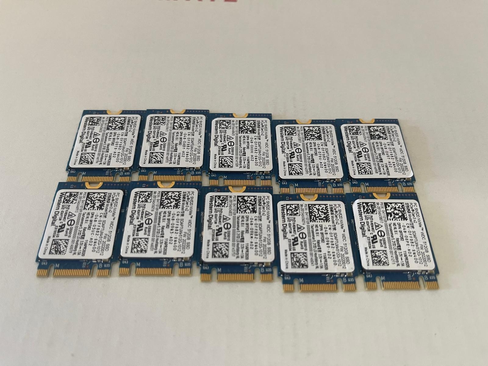 Lot of 10: 512GB 2230 M.2 NVMe PCIe SSD Solid State drives