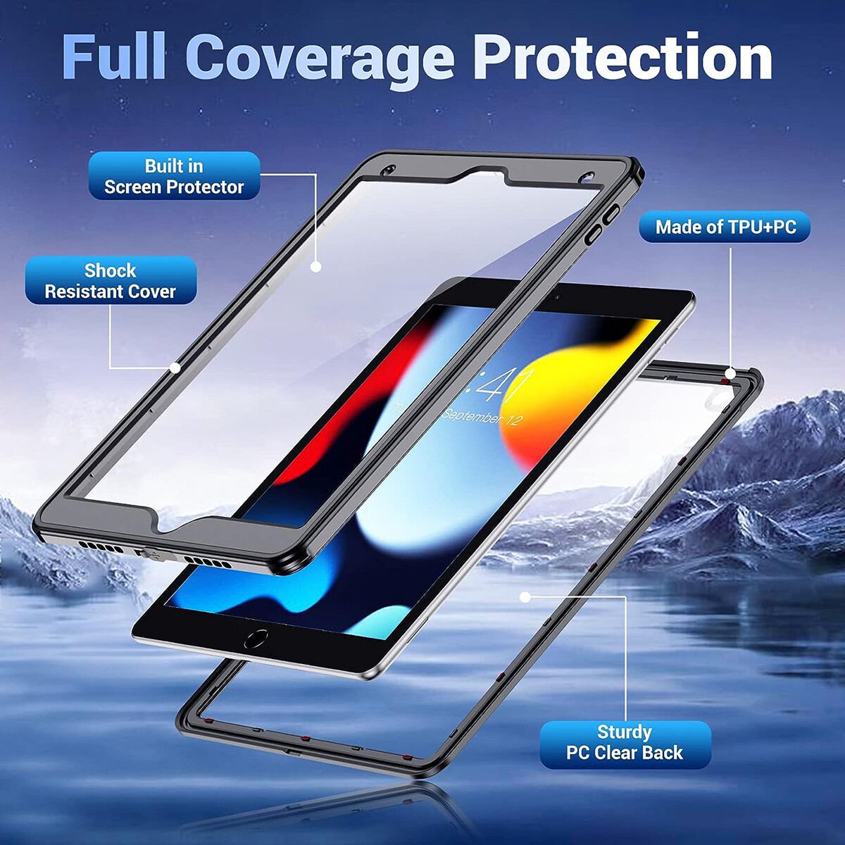 For iPad 9th/8th/7th Generation 10.2 Case Waterproof Shockproof Underwater Cover