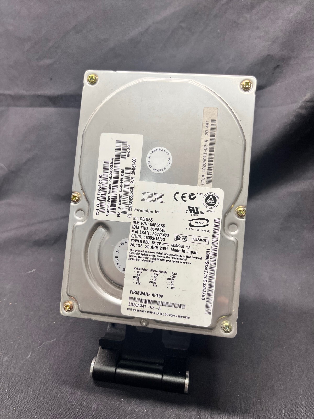 IBM Fireball 3.5 Series 06P5136/06P5140 20.4GB 2001 Hard Drive – Untested