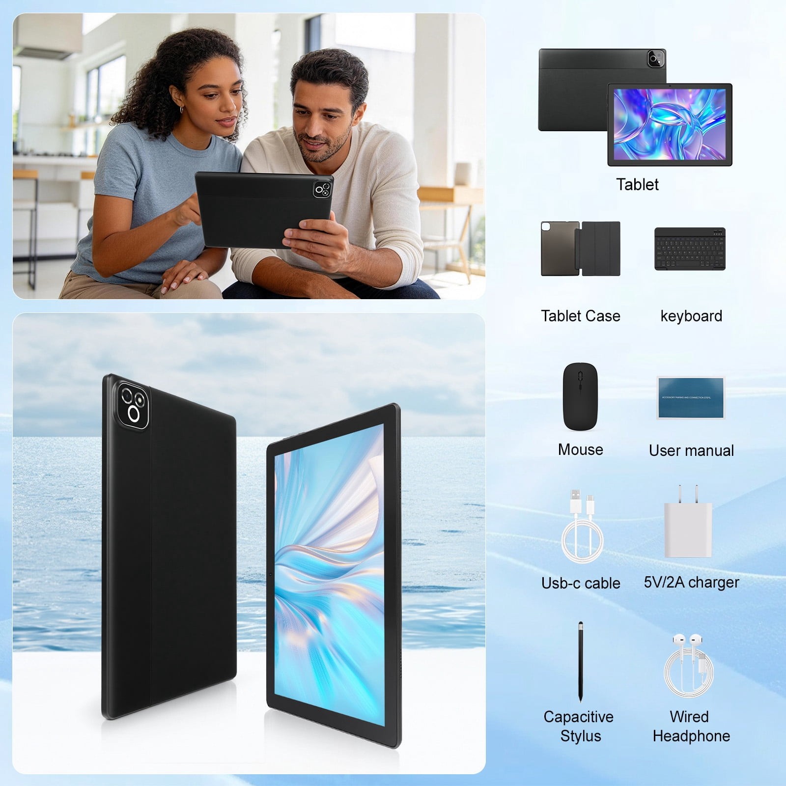 AEEZO Android 16 Tablet 10.1″ 36GB+256GB/2TB Octa Core 6000mAh Widevine L1