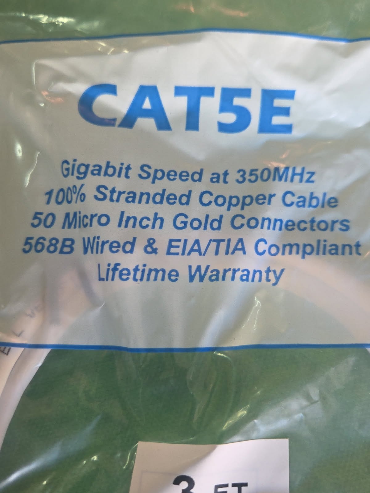 CAT 5E ETHERNET PATCH CABLE WHITE 3 Foot RJ45 NEW LOT OF 20