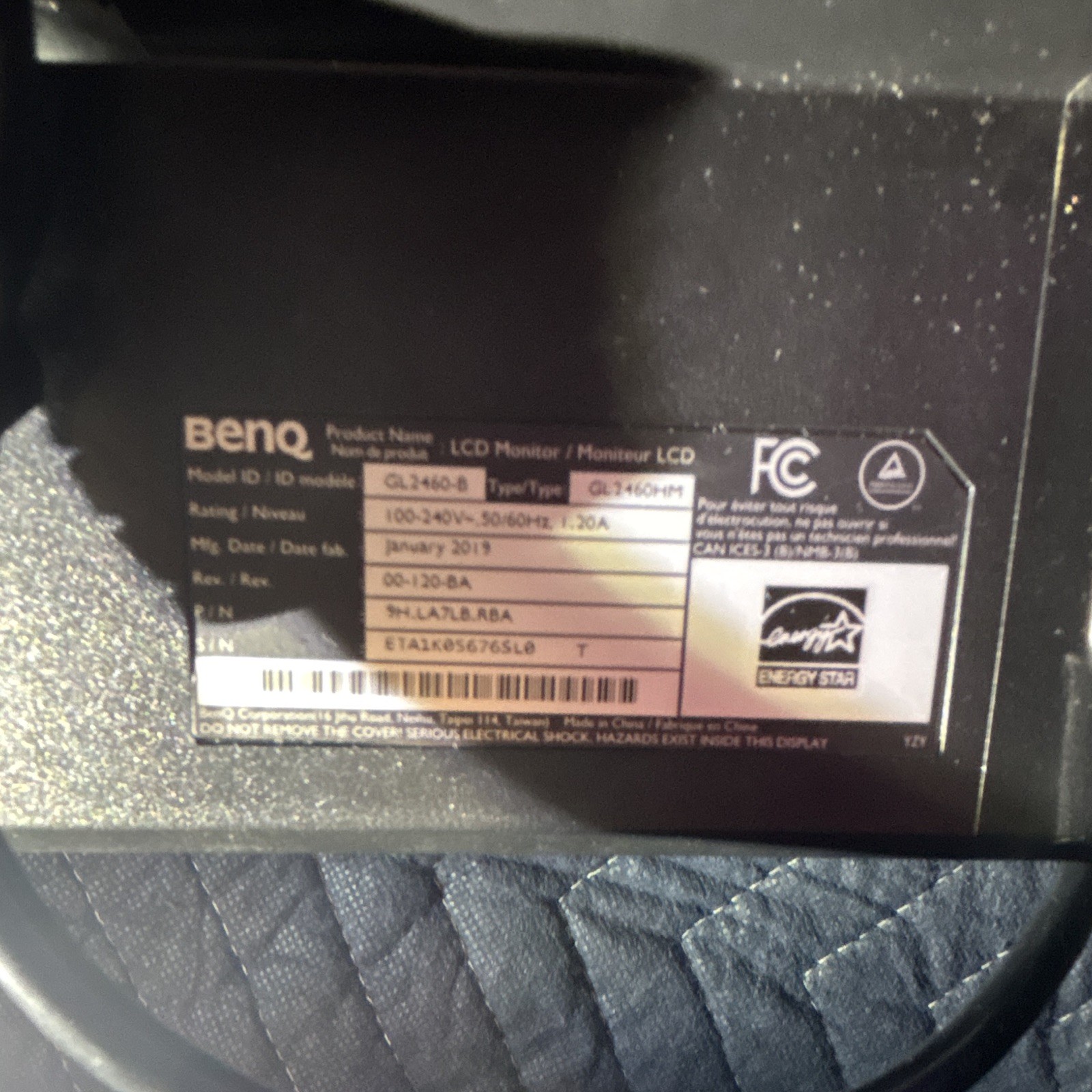 BenQ GL2460-B 24in LED Monitor 1080p 60Hz + HDMI Cord and Power Cord Included