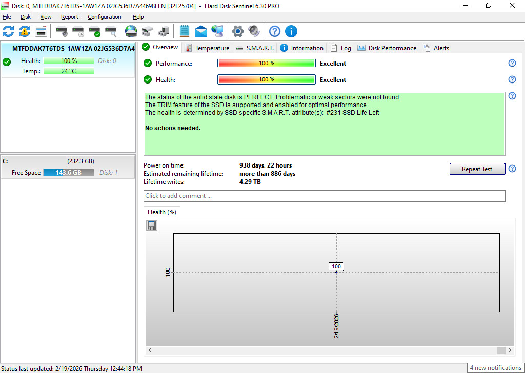 Micron 7.68TB 5300 Pro 2.5″ SATA Solid State 7mm SSD MTFDDAK7T6TDS – 100% Health