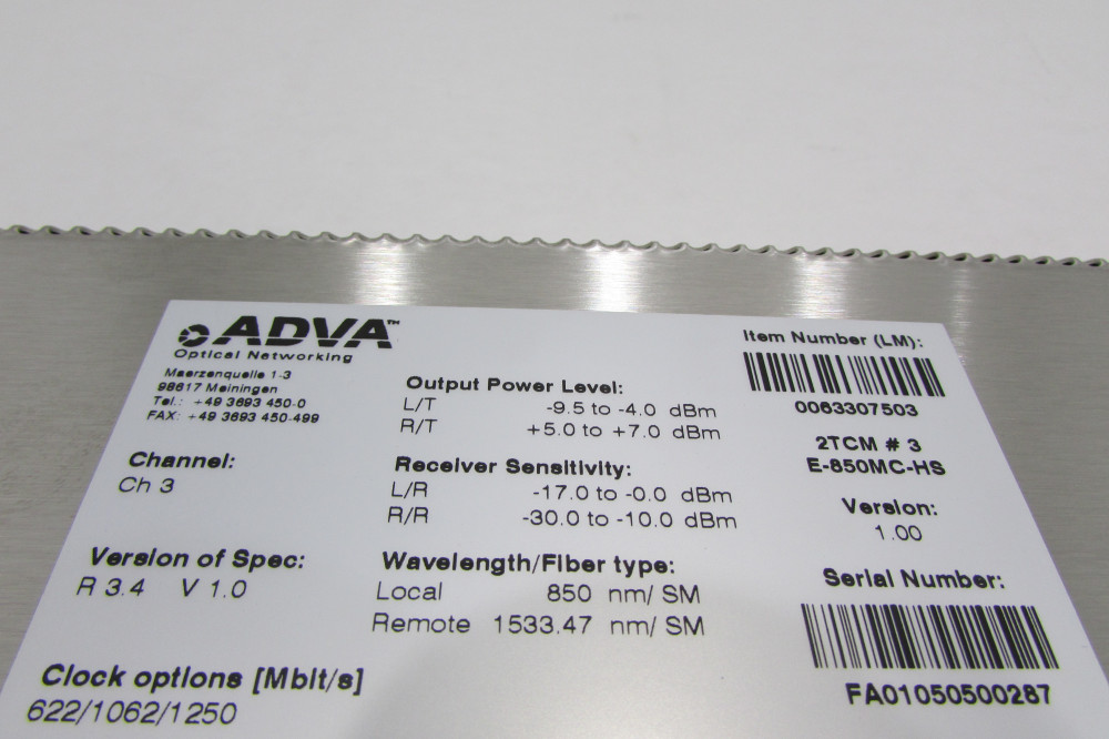 Adva 0063307503-1.00 2TCM #3 E-850MC-HS card for FSP-3000