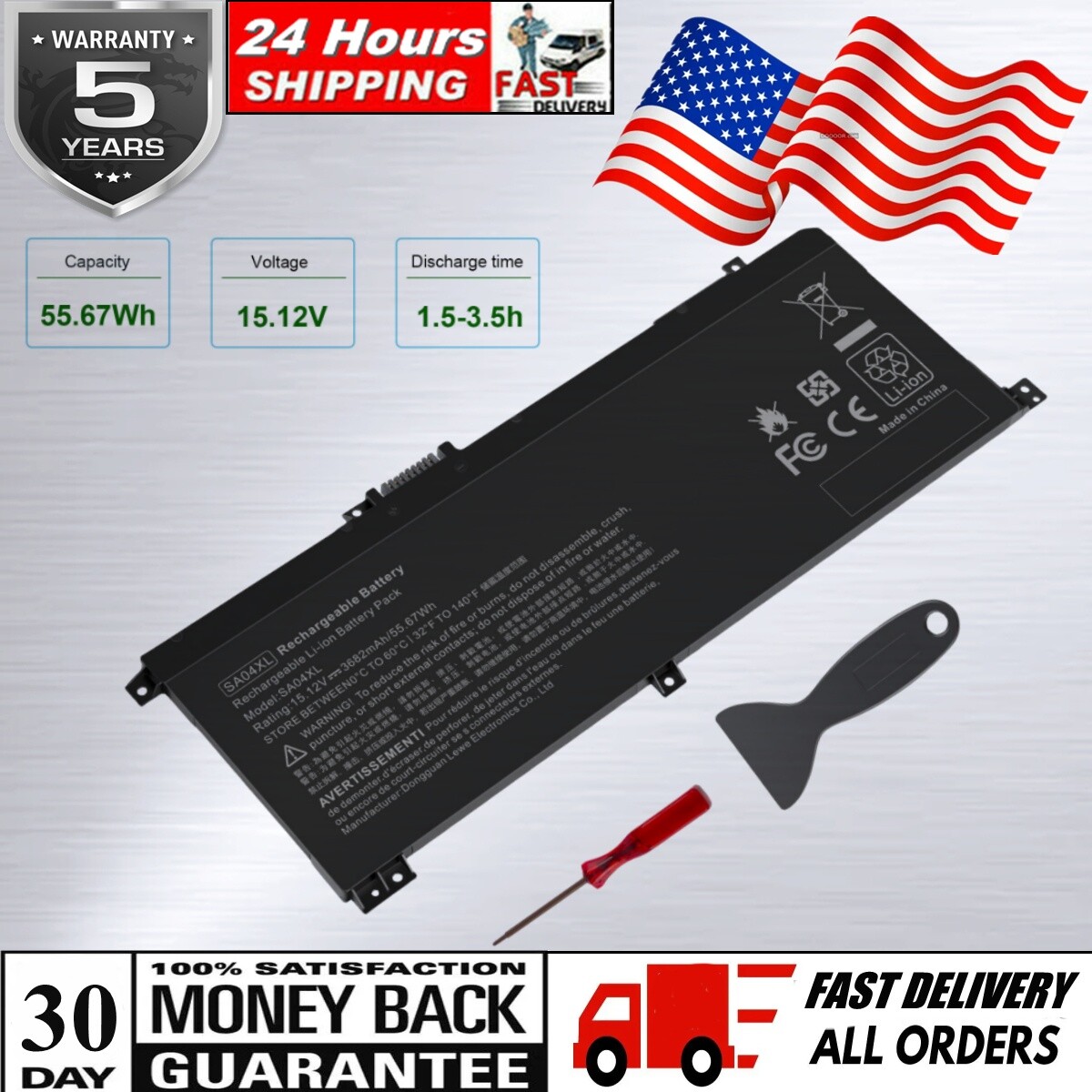 SA04XL Battery For HP Envy X360 15-DR 15-DS 15M-DR 15M-DS 15Z-DS 15T-DR 55.67Wh