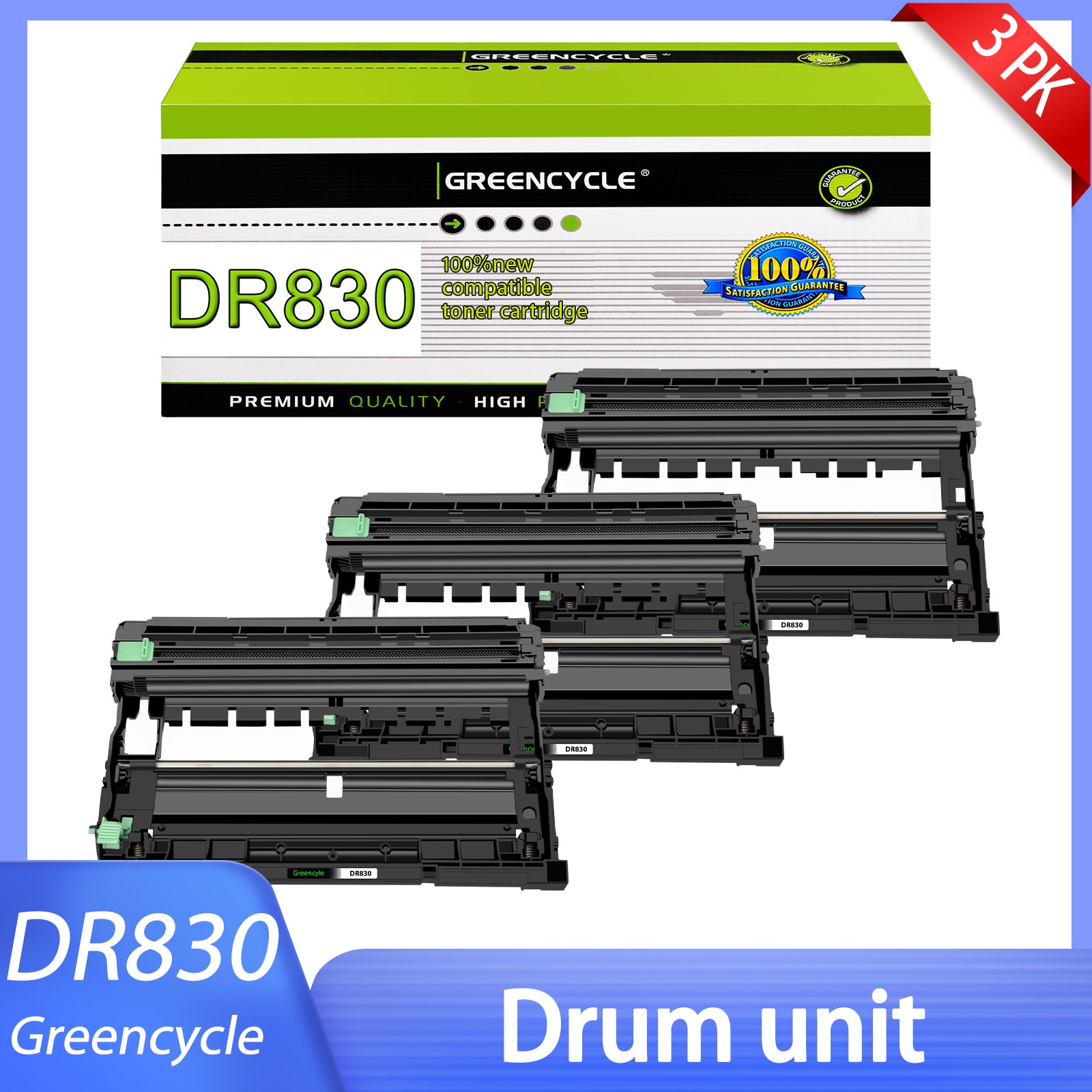 3PK DR830 Drum for Brother TN DR-830 DCP-L2647DW MFC-L2760DW HL-L2865DW Printer