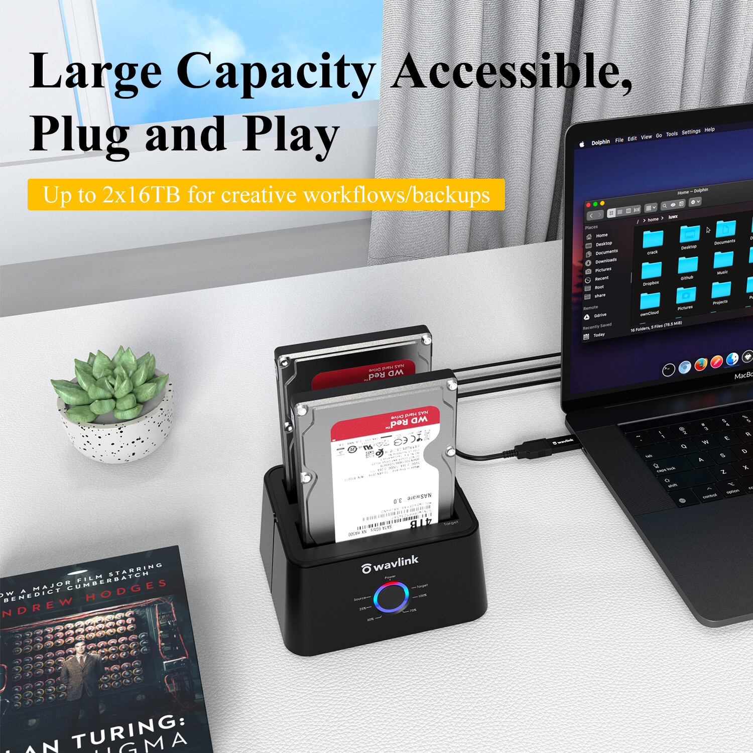 USB 3.0 to SATA External Hard drive Docking Station, Dual Bay &2.5″ 3.5″HDD/SDD