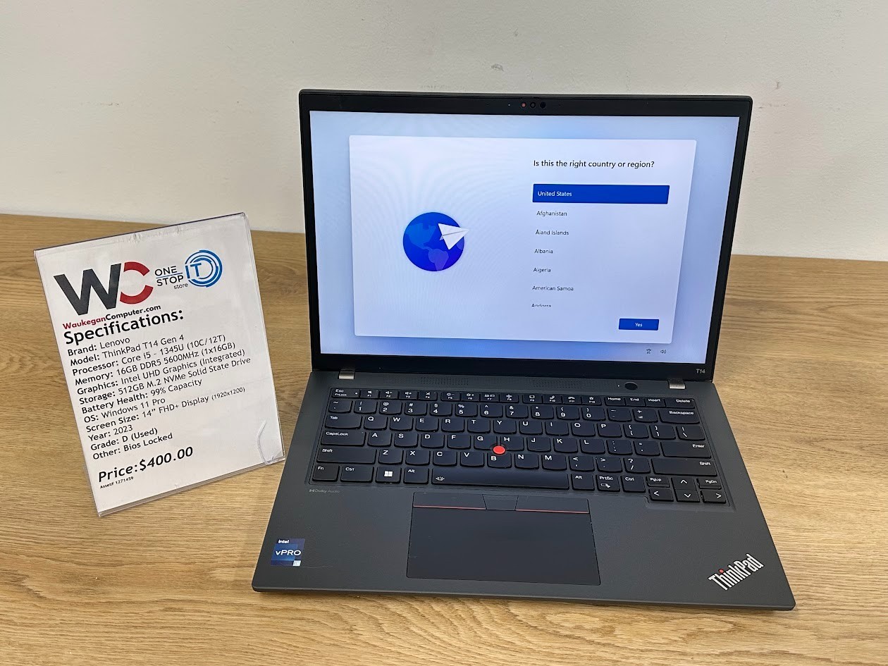 Lenovo ThinkPad T14 Gen 4 Core i5 1345U, 16GB DDR5, Intel UHD, 512GB SSD, 2023