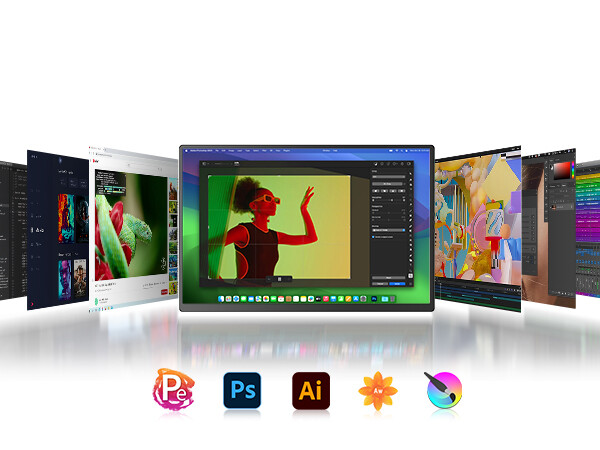 14 Inch 2K Tri-Screen Laptop Monitor Extender Triple Display Kompatibel mit Mac
