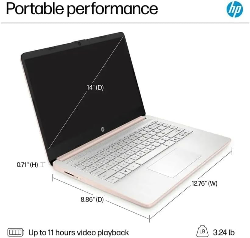 HP 14″ Laptop Intel Processor N150 (Beat i3) 4GB RAM 128GB UFS 1-Year Office 365