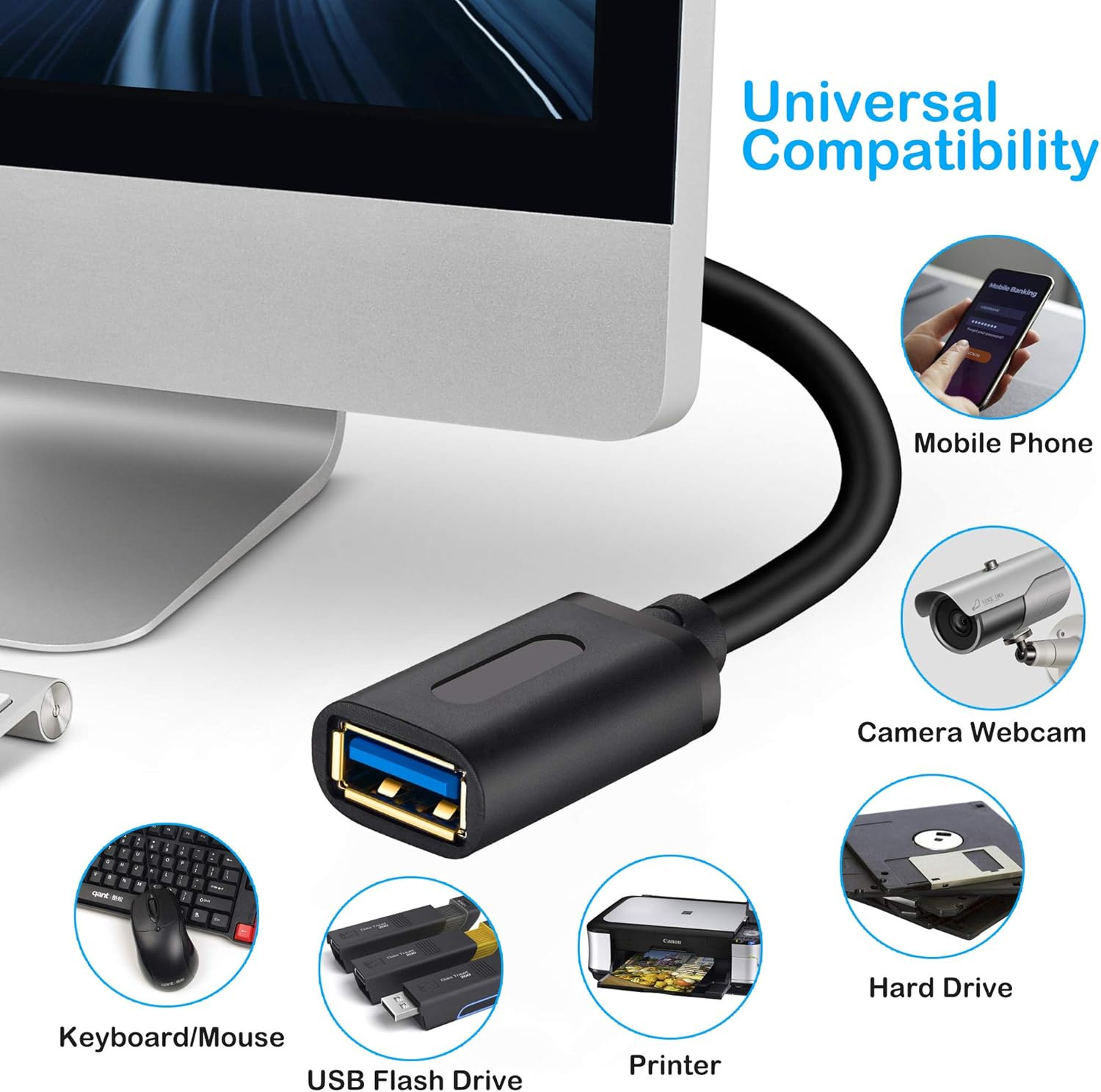 Tan QY USB 3.0 Extension Cable 25Ft, USB 3.0 High Speed Extender Cord Type a Mal
