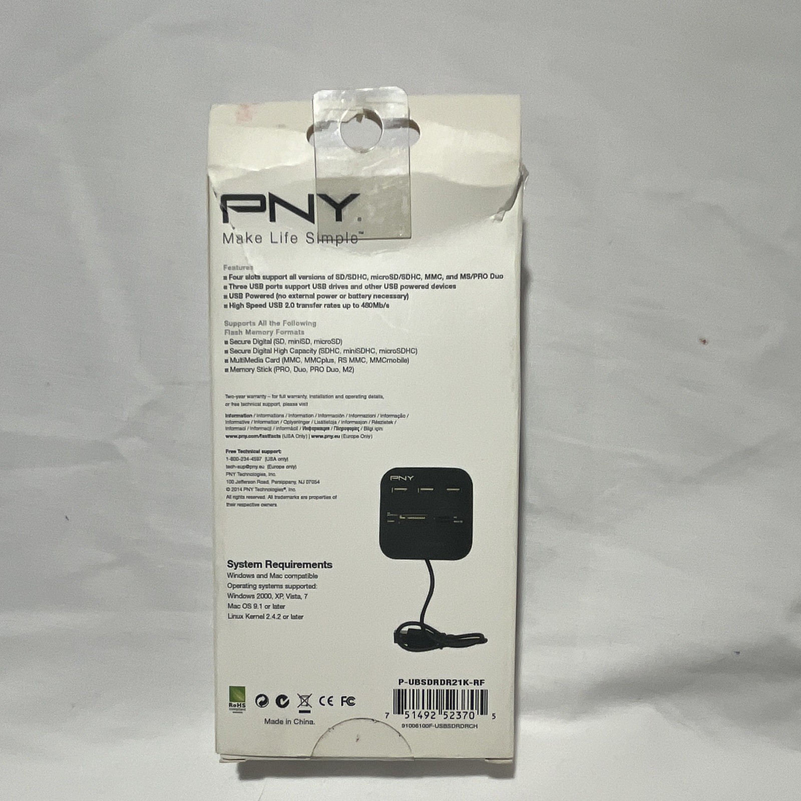 PNY USB Multi Card Reader SD/SDHC/MicroSD/MS/MS Micro (M2) P-UBSDRDR21K-RF