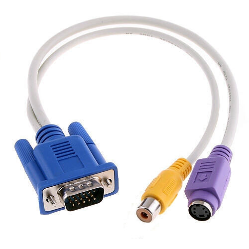 D-sub 15-pin VGA To Composite RCA S-Video Cable