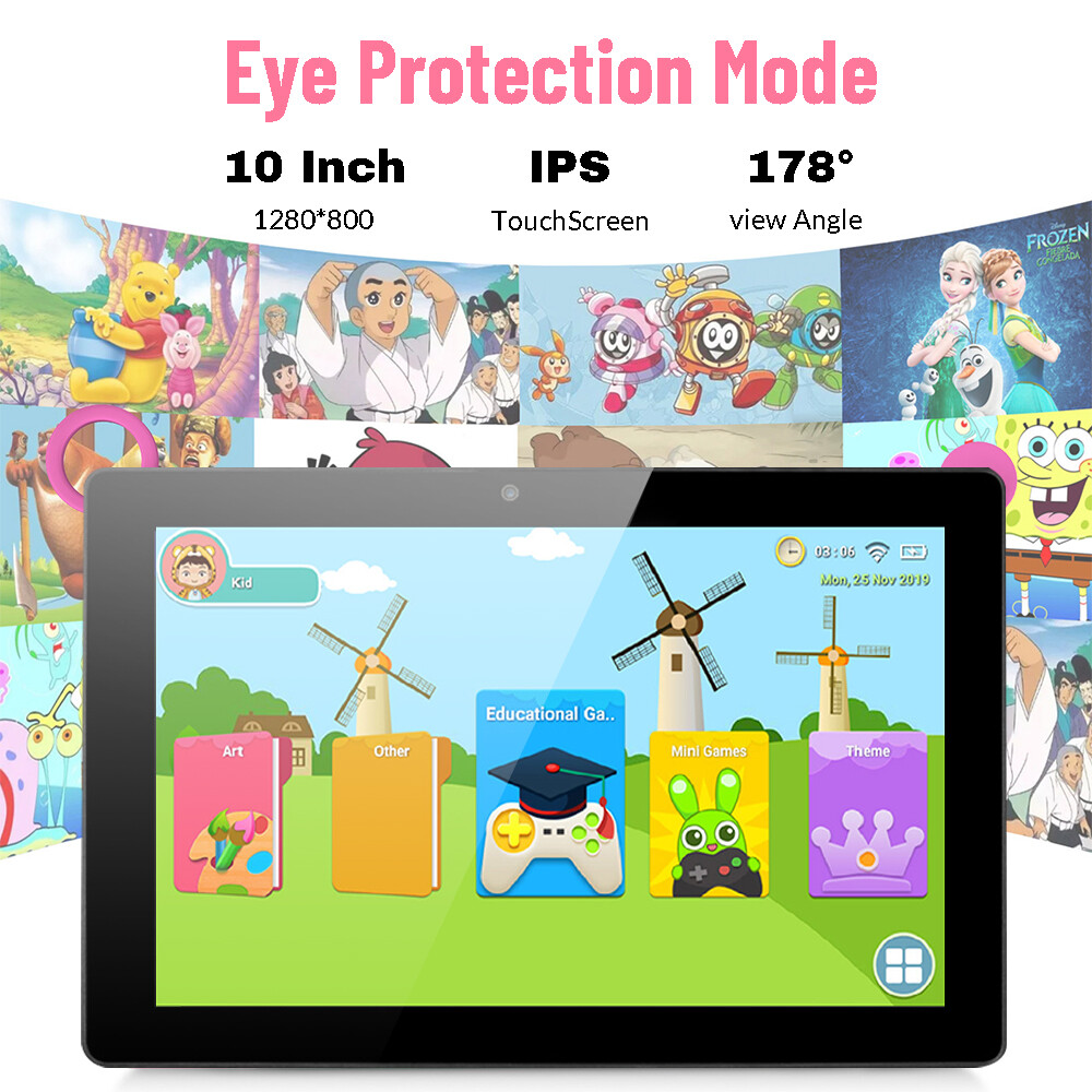 Kids Tablet 10 inch Android 12 Tablet for Kids 4+64GB Bluetooth WiFi Dual Camera