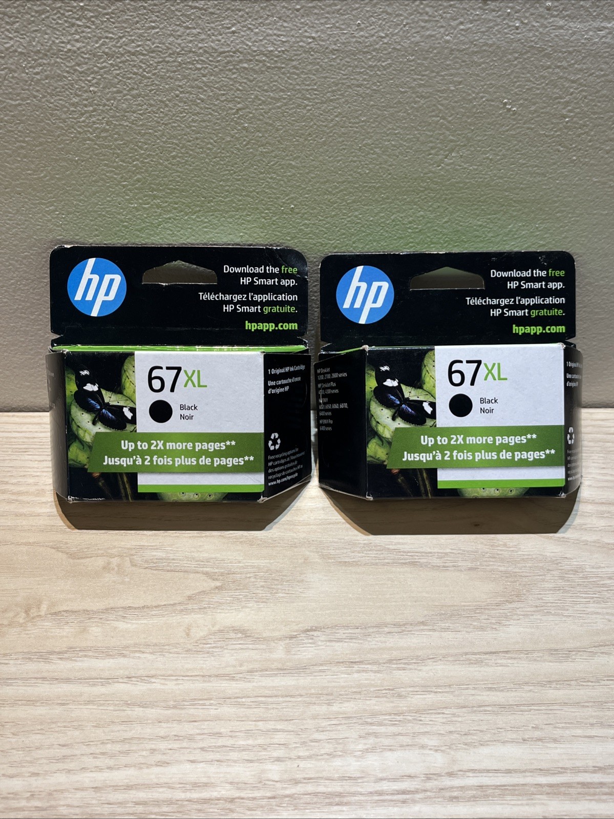 HP 67 XL Black Ink Cartridge NEW SEALED EXP Sep 2026 Lot Of 2 Oem Original
