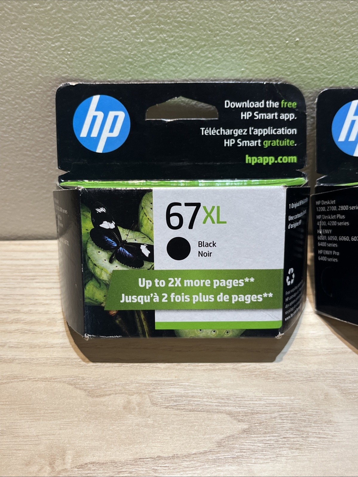HP 67 XL Black Ink Cartridge NEW SEALED EXP Sep 2026 Lot Of 2 Oem Original