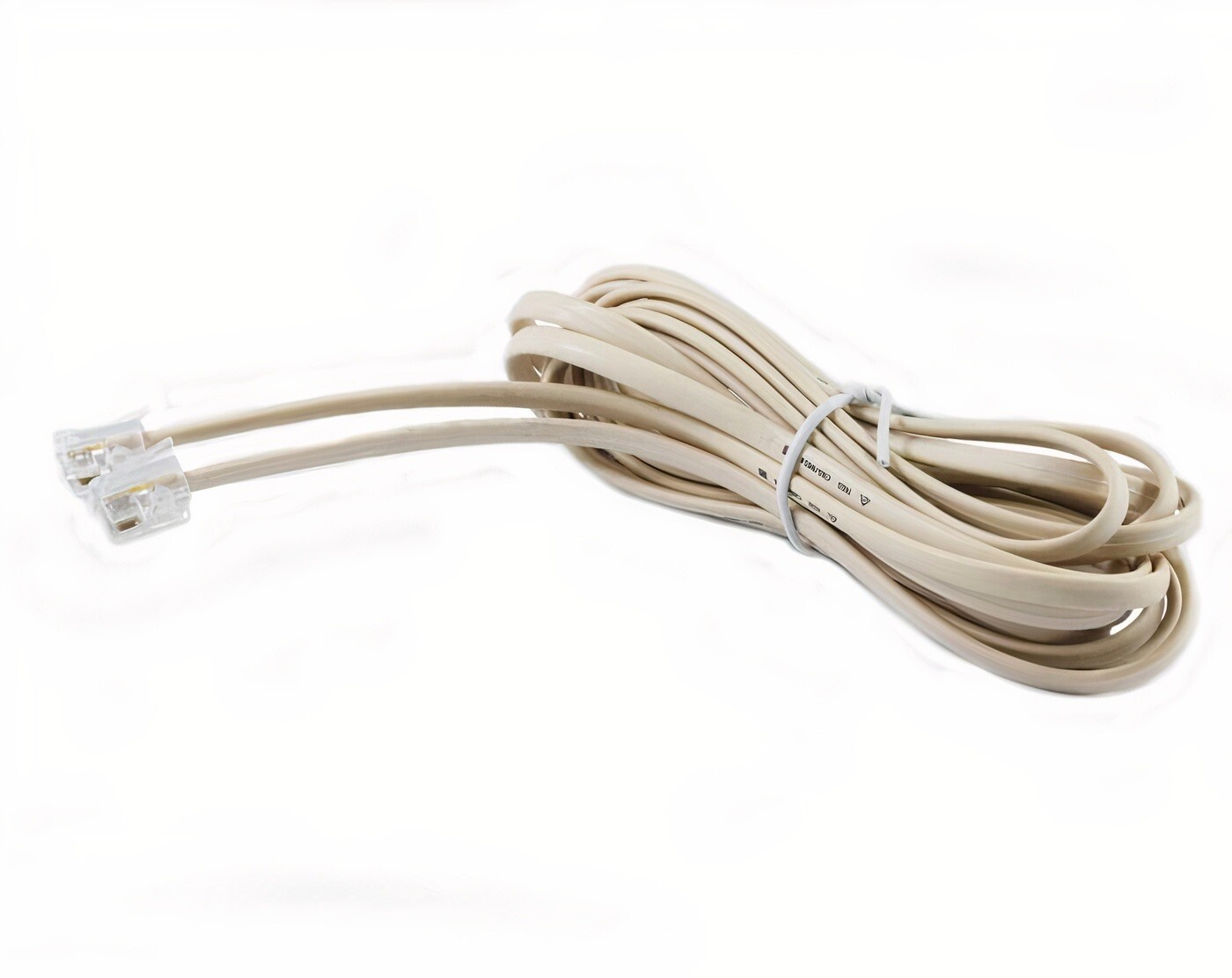 RJ-11 Ethernet Telephone Cord Phone Cable Extension Line Wire Ivory Beige 25 ft