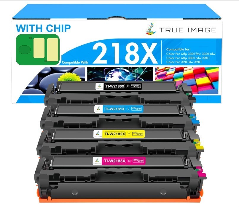 4 Pack 218X W2180X High Yield Toner With Chip for HP LaserJet Pro MFP 3301fdw