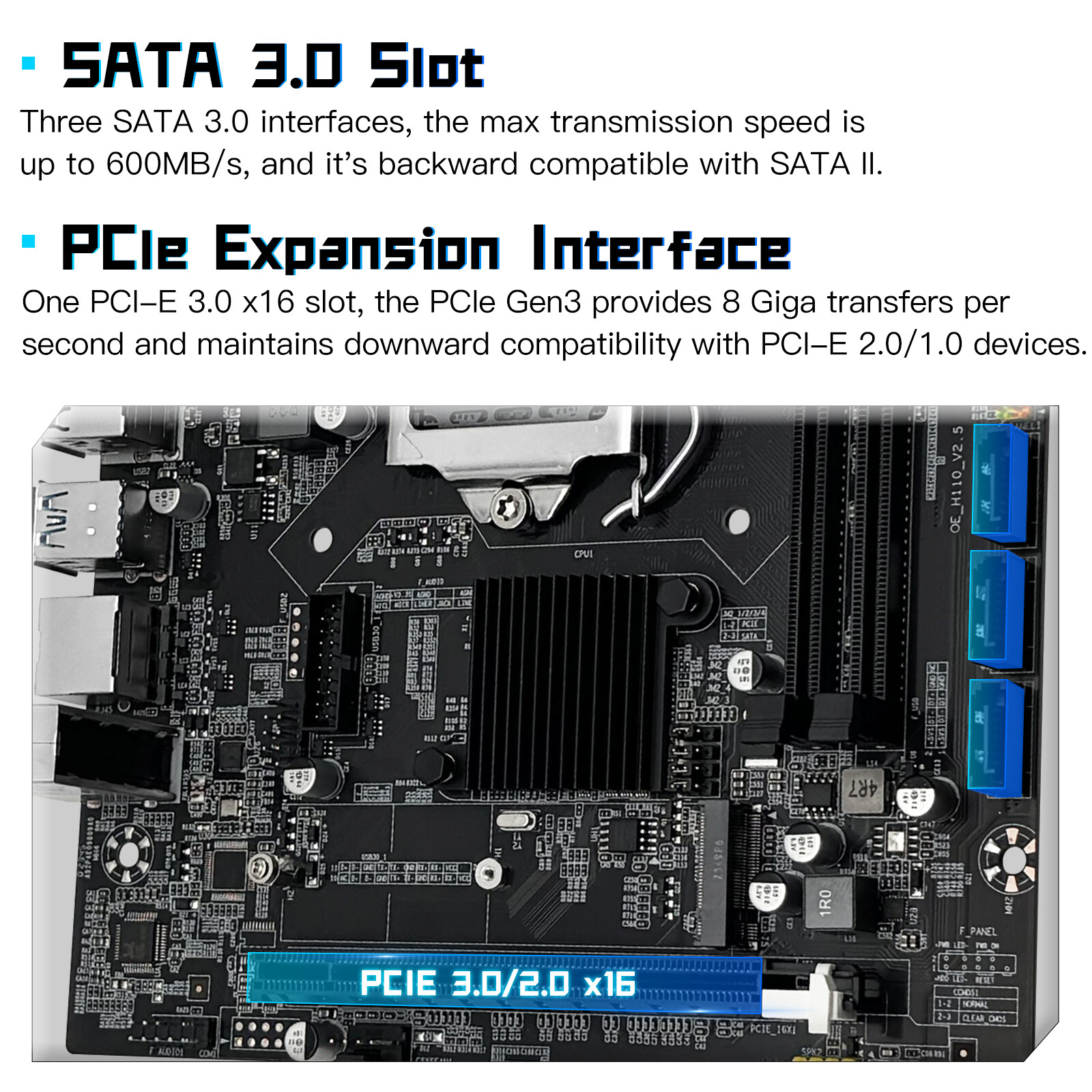 JUXIESHI LGA 1151 Motherboard H110 for Intel 9th 8th 7th 6th CPU, PCI-E 3.0 DDR4