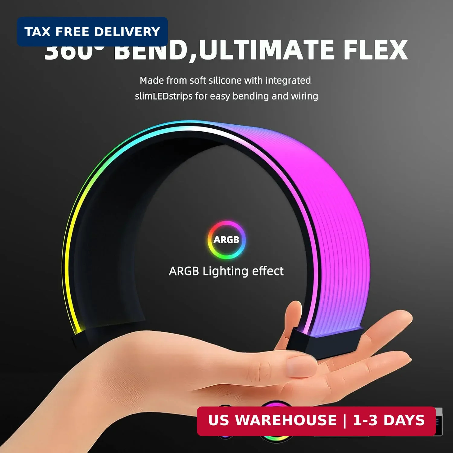 RGB Cable Extension PC Kit, Flexible ARGB Lighting Sleeves, RGB PC Cables Extens
