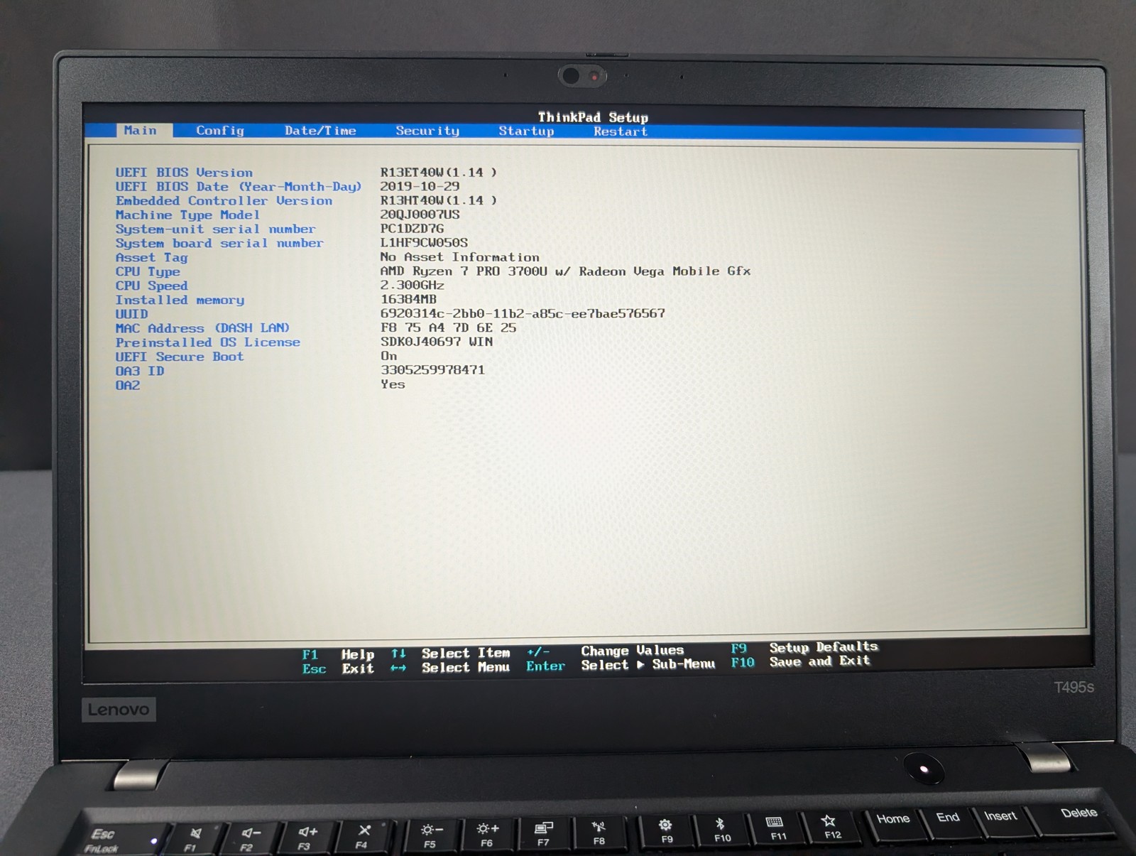 Lenovo ThinkPad T495s 14 Ryzen 7 PRO 3700U 16GB 512GB SSD Win11 Pro Laptop