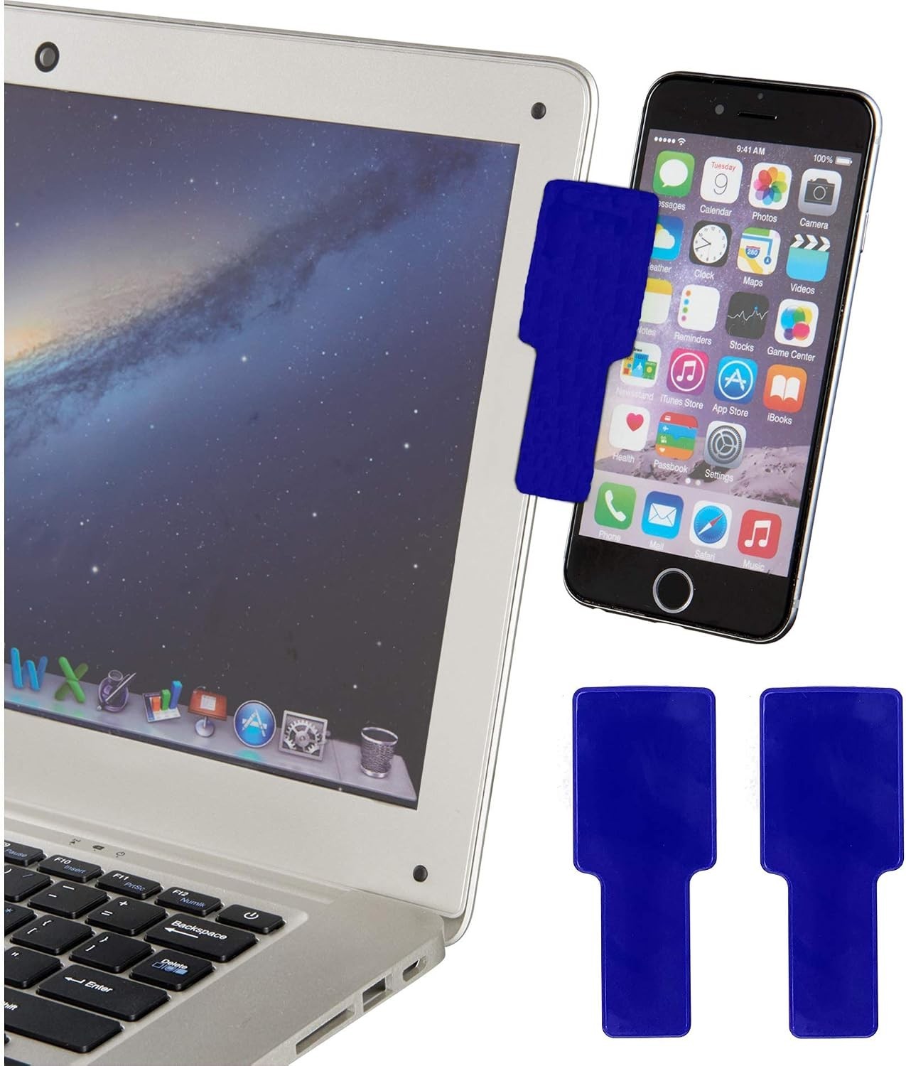 Phone Tablet to Laptop Clip Duo Screens Mount for Laptop Monitor Blue 2 Pack