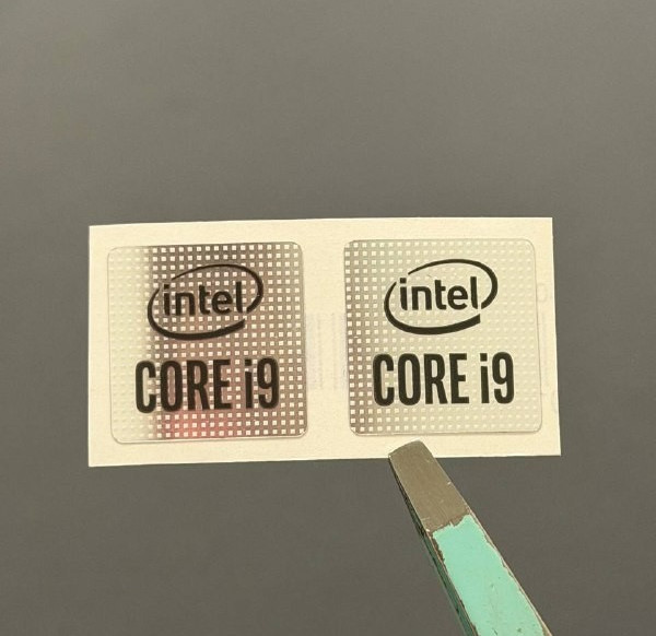 2 x Intel CORE i9 (10th GEN) Sticker Label Decal 18mm x 18mm