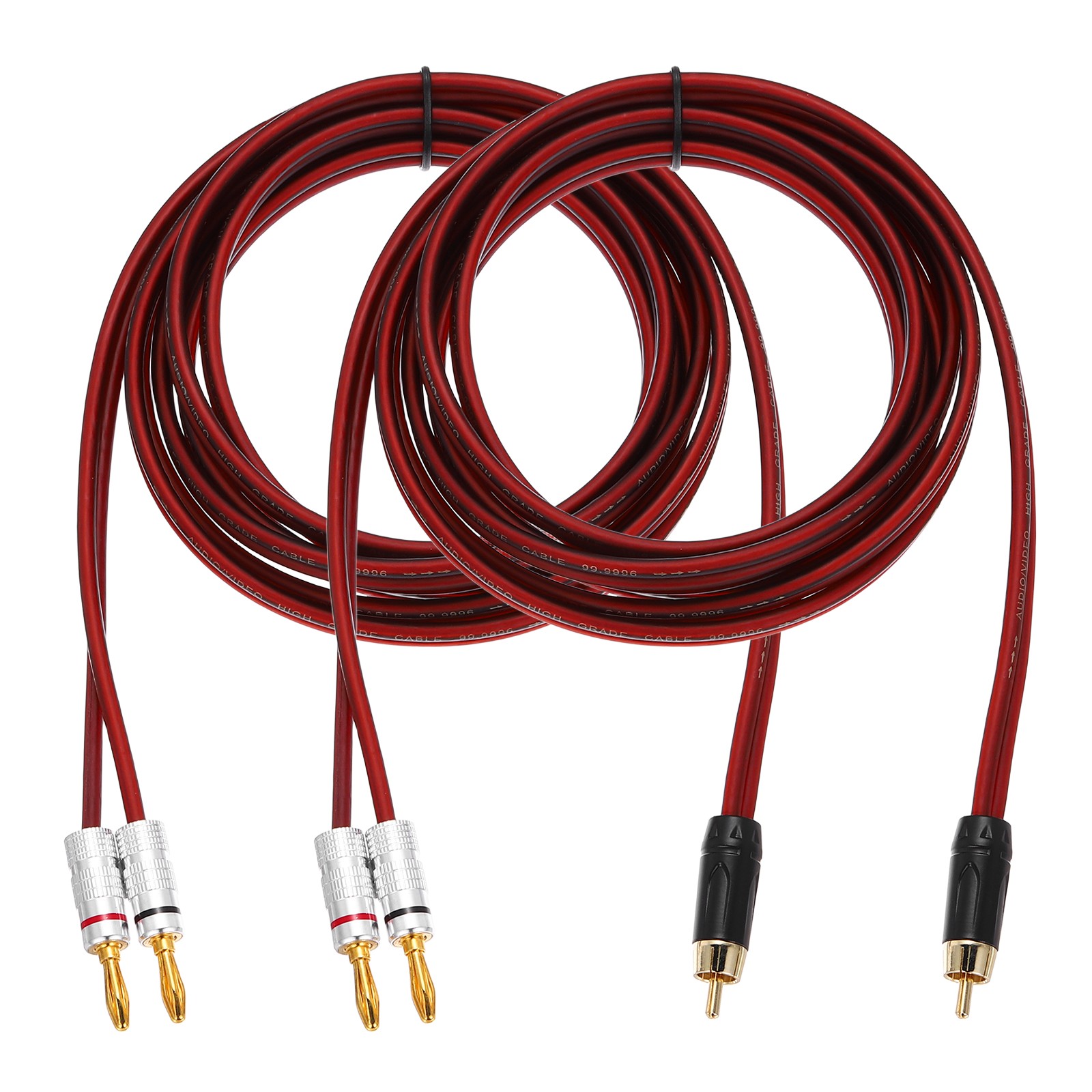 2 Pcs Gold Plated RCA Audio Cable 1 RCA to 2 4mm Banana Plug Splitter 9.8ft