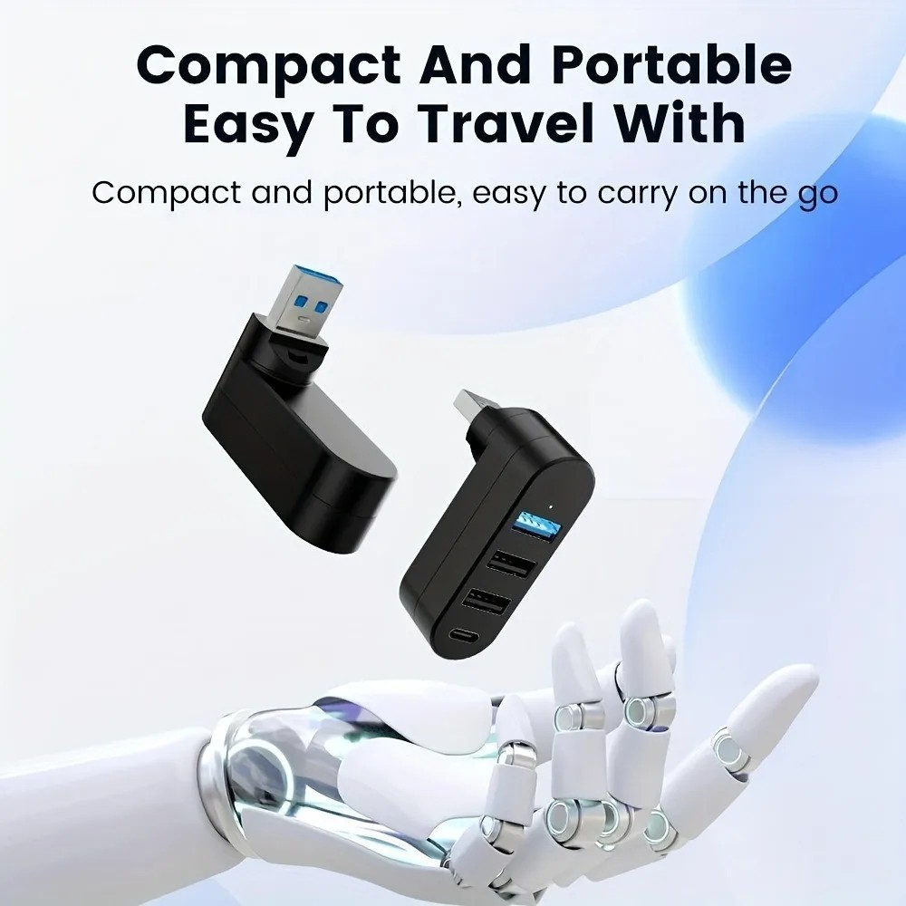 USB 3.0 Hub 3/4 Port High Speed Data Splitter Rotatable Adapter PC Laptop MacBok