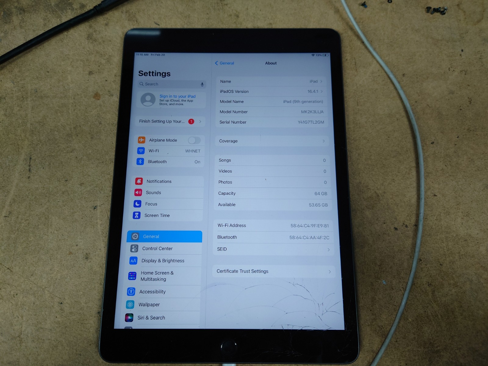 Apple iPad 9th Gen 64GB 10.2″ A2602 MK2K3LL/A Wi-Fi Only