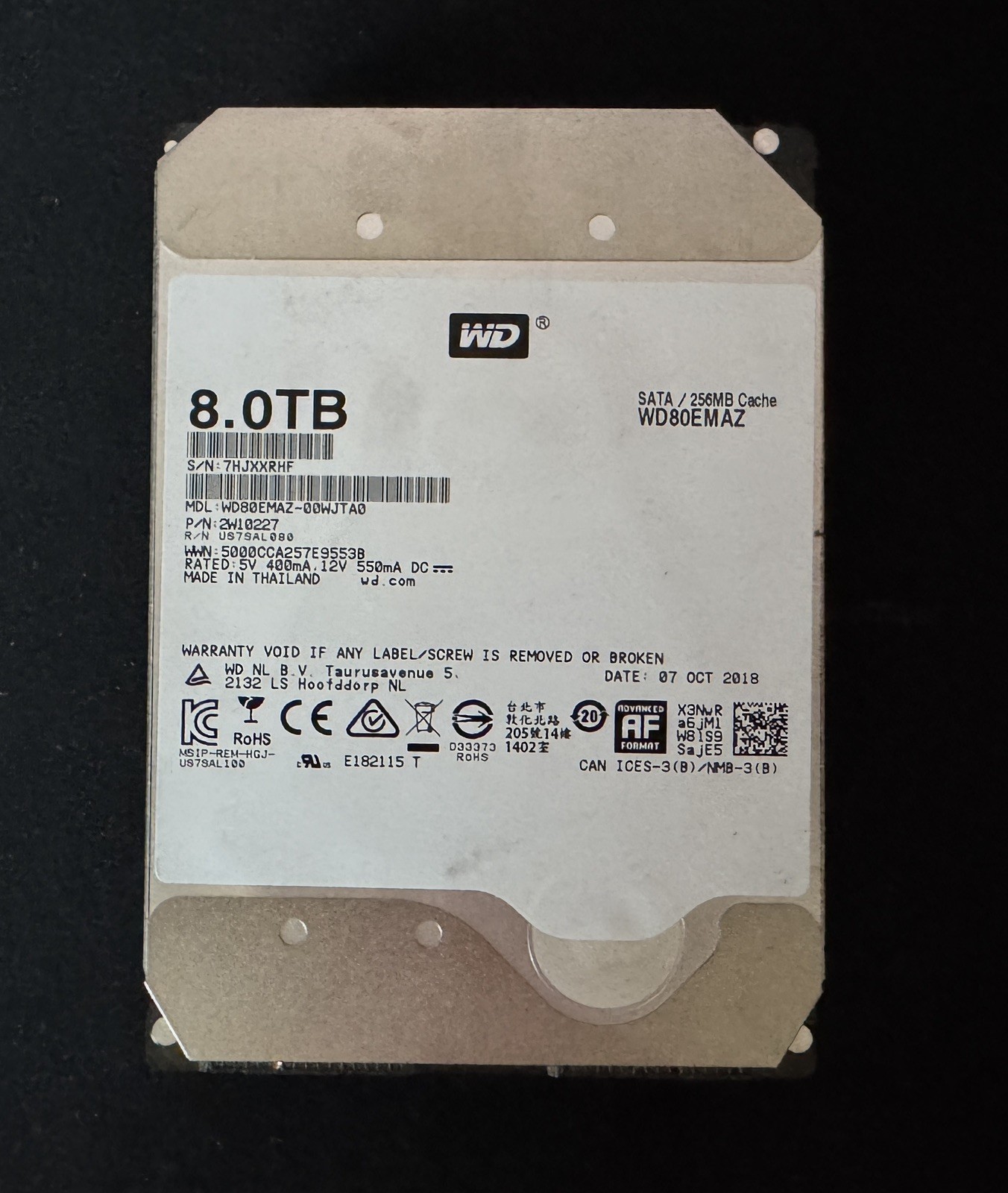 Western Digital WD 8TB 3.5″ SATA 5400RPM 256MB Adv Format HDD WD80EMAZ